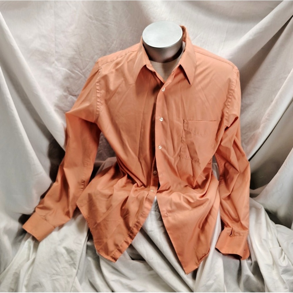 Poplin, Arrow; orange button up long sleeve button up, large